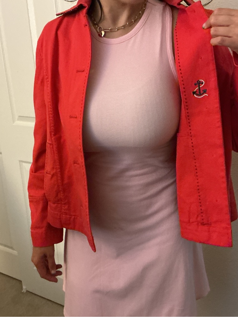 L.L. Bean Red Button-Front Jean Jacket - Picture 4 of 12